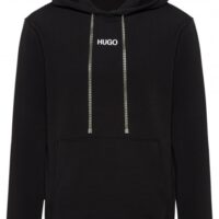 HUGO Kapuzen-Sweatshirt DUTURE aus Baumwolle mit Foto-Print und Kettenbesatz  schwarz