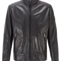 BOSS Slim-Fit Pilotenjacke JOLES  aus Leder schwarz 001 BOSS Slim-Fit Pilotenjacke JOLES  aus Leder schwarz 001