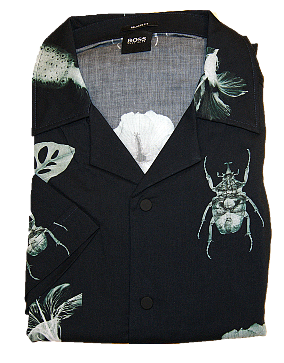 BOSS Regular-Fit Hemd LAPIS_1 aus Baumwolle mit Käfer & Blumen Print schwarz 001 BOSS Regular-Fit Hemd LAPIS_1 aus Baumwolle mit Käfer & Blumen Print schwarz 001