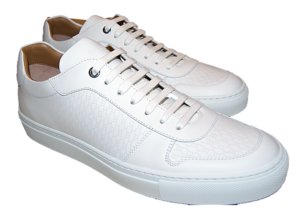 BOSS Leder-Sneakers MIRAGE_TENN_OXHB mit all over monogramm Hb im Tennis-Stil weiss 100