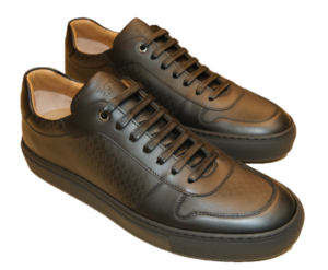 BOSS Leder-Sneakers MIRAGE_TENN_OXHB mit all over monogramm Hb im Tennis-Stil schwarz 001