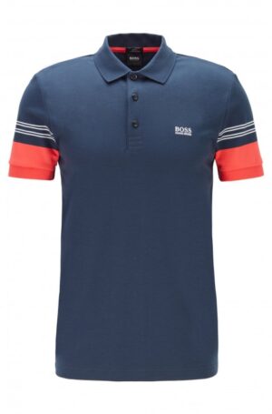 BOSS Poloshirt PAULE 1mit Streifen-Dessin an den Ärmeln dunkelblau 410