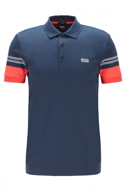 BOSS Poloshirt PAULE 1mit Streifen-Dessin an den Ärmeln dunkelblau 410 BOSS Poloshirt PAULE 1mit Streifen-Dessin an den Ärmeln dunkelblau 410