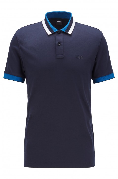 BOSS Poloshirt Phillipson 67 aus Baumwolle mit gestreiftem Kragen dblau 402 BOSS Poloshirt Phillipson 67 aus Baumwolle mit gestreiftem Kragen dblau 402