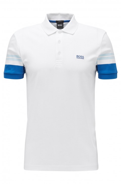 BOSS Poloshirt PAULE 1mit Streifen-Dessin an den Ärmeln weiss 100 BOSS Poloshirt PAULE 1mit Streifen-Dessin an den Ärmeln weiss 100