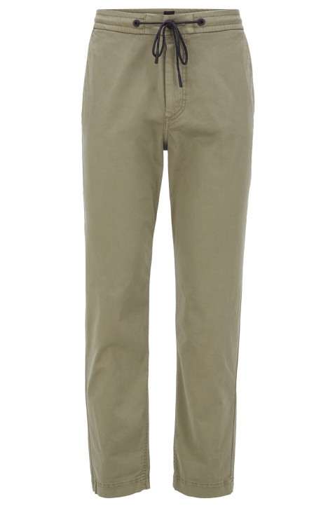 BOSS Tapered-Fit Hose SABRIEL 1aus elastischem Baumwoll-Twill mit Tunnelzugbund grün 349 BOSS Tapered-Fit Hose SABRIEL 1aus elastischem Baumwoll-Twill mit Tunnelzugbund grün 349