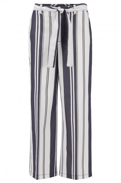 BOSS Regular-Fit Hose SELENORE in Cropped-Länge mit Streifen-Mix und Bindegürtel BOSS Regular-Fit Hose SELENORE in Cropped-Länge mit Streifen-Mix und Bindegürtel