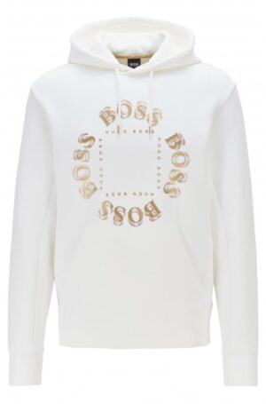 BOSS Kapuzen-Sweatshirt SLY mit mehrlagigem Metallic-Logo weiss 112