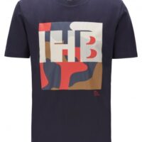 BOSS T-Shirt TIBURT 161 aus Baumwolle mit Monogramm und Camouflage-Print d-blau 402 BOSS T-Shirt TIBURT 161 aus Baumwolle mit Monogramm und Camouflage-Print d-blau 402