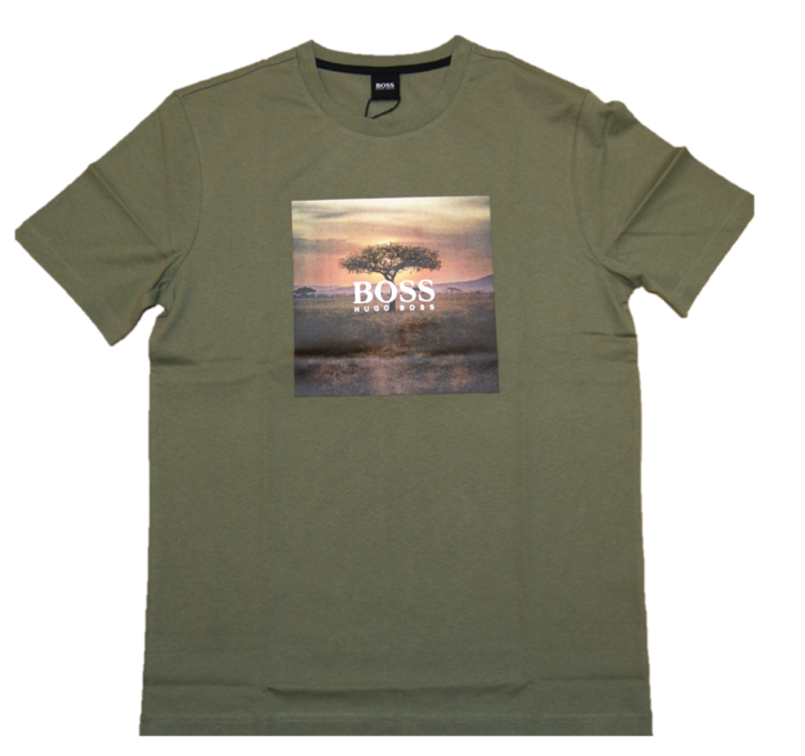 BOSS T-Shirt TROAAR 5 aus Jersey mit PVC-freiem Foto-Print oliv 349 BOSS T-Shirt TROAAR 5 aus Jersey mit PVC-freiem Foto-Print oliv 349