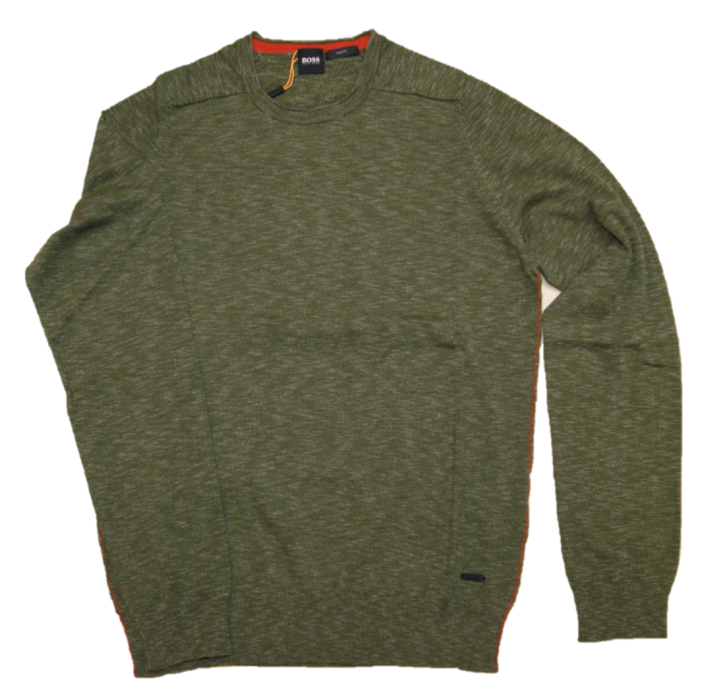 BOSS Pullover KABRIO aus gestrickter Baumwolle mit Paspel-Details oliv 349 BOSS Pullover KABRIO aus gestrickter Baumwolle mit Paspel-Details oliv 349