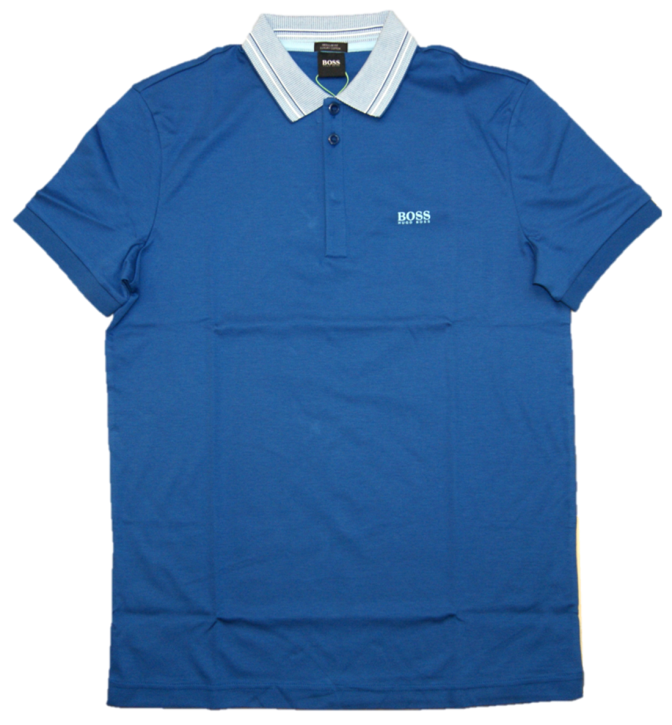 BOSS Poloshirt PADDY 1 aus Interlock-Baumwolle mit mehrfarbigem Kragen blau 434 BOSS Poloshirt PADDY 1 aus Interlock-Baumwolle mit mehrfarbigem Kragen blau 434