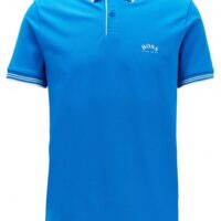 HUGO BOSS Slim-Fit Poloshirt PAUL CURVED aus Stretch-Piqué mit geschwungenem Logo blau 436