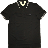 HUGO BOSS Slim-Fit Poloshirt PAUL CURVED aus Stretch-Piqué mit geschwungenem Logo schwarz 003
