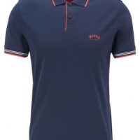 HUGO BOSS Slim-Fit Poloshirt PAUL CURVED aus Stretch-Piqué mit geschwungenem Logo dunkelblau 411