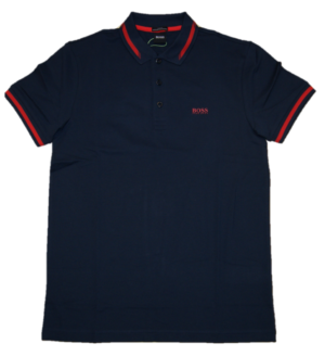 BOSS Poloshirt PAULE aus Stretch-Piqué mit S.Café® und Logo-Dessin am Kragen dunkelblau 411