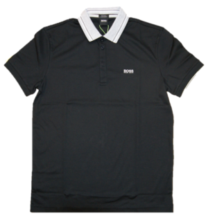 BOSS Poloshirt PADDY 1 aus Interlock-Baumwolle mit mehrfarbigem Kragen schwarz 001