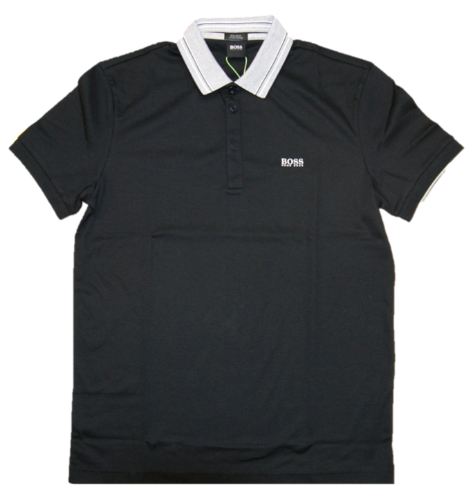 BOSS Poloshirt PADDY 1 aus Interlock-Baumwolle mit mehrfarbigem Kragen schwarz 001 BOSS Poloshirt PADDY 1 aus Interlock-Baumwolle mit mehrfarbigem Kragen schwarz 001