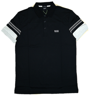 BOSS Poloshirt PAULE 1mit Streifen-Dessin an den Ärmeln  schwarz 001
