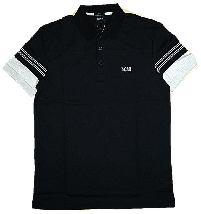 BOSS Poloshirt PAULE 1mit Streifen-Dessin an den Ärmeln  schwarz 001 BOSS Poloshirt PAULE 1mit Streifen-Dessin an den Ärmeln  schwarz 001