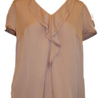 HUGO Damen Seidenbluse CORICIA-1 mit V-Ausschnitt und Wasserfallkragen rosa  631