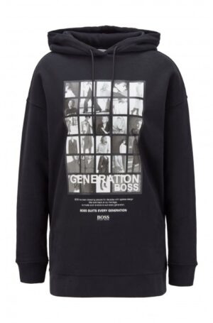 HUGO BOSS Kapuzen-Sweatshirt C_Eyda aus Baumwoll-Mix mit Print aus der Kollektion