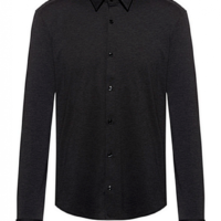 HUGO Meliertes Slim-Fit Hemd ERMO aus Stretch-Jersey schwarz 001