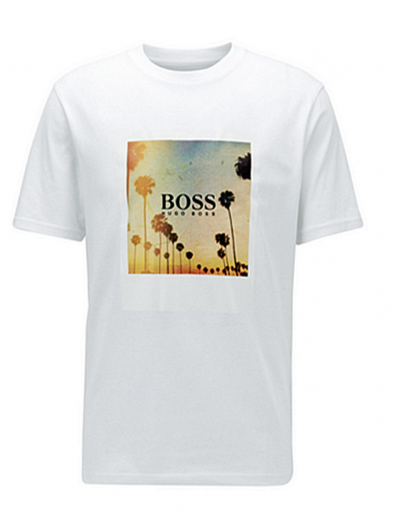 HUGO BOSS Komplett recycelbares T-Shirt TSummer 4 aus Baumwolle mit sommerlichem Print weiß100 HUGO BOSS Komplett recycelbares T-Shirt TSummer 4 aus Baumwolle mit sommerlichem Print weiß100