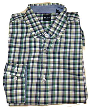 HUGO BOSS Kariertes Slim-Fit Baumwollhemd SVEN_2 Farbe  grün 301