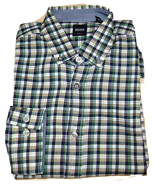 HUGO BOSS Kariertes Slim-Fit Baumwollhemd SVEN_2 Farbe  grün 301 HUGO BOSS Kariertes Slim-Fit Baumwollhemd SVEN_2 Farbe  grün 301