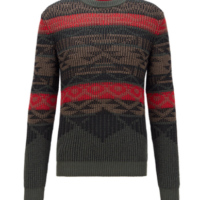 HUGO BOSS Pullover KWOLF mit Rundhalsausschnitt und mehrfarbigem Jacquard-Dessin