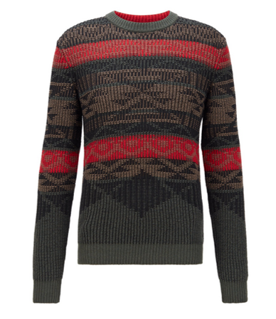 HUGO BOSS Pullover KWOLF mit Rundhalsausschnitt und mehrfarbigem Jacquard-Dessin HUGO BOSS Pullover KWOLF mit Rundhalsausschnitt und mehrfarbigem Jacquard-Dessin