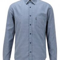 HUGO BOSS Slim-Fit Hemd Mypop_3 aus strukturiertem Baumwoll-Jacquard blau 407