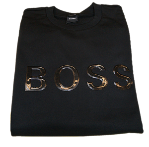 HUGO BOSS Sweatshirt STADLER 41 aus French Terry mit gummierten Boss Logo schwarz 001