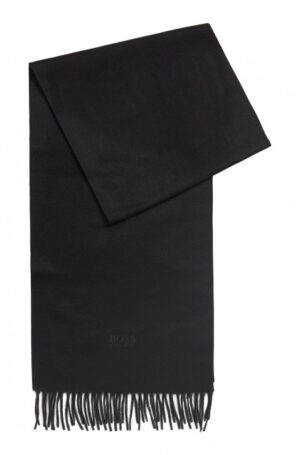 HUGO BOSS Schal T-Scottas 02 aus italienischem Kaschmir mit Fransen schwarz 001
