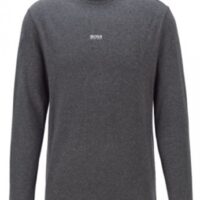 HUGO BOSS Rollkragen-Shirt TRollneck aus Stretch-Baumwolle mit gummiertem Logo schwarz 001