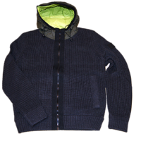 HUGO BOSS Grobstrick Jacke ALACHITE  mit Kaputze und Nyloneinsätzen anthrazit 039 HUGO BOSS Grobstrick Jacke ALACHITE  mit Kaputze und Nyloneinsätzen anthrazit 039