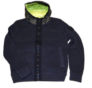 HUGO BOSS Grobstrick Jacke ALACHITE  mit Kaputze und Nyloneinsätzen anthrazit 039