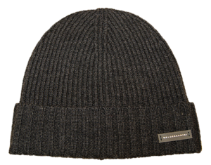 BALDESSARINI Mütze ENZO aus gerippter Wolle mit Leder Logo-Aufnäher grau 9209
