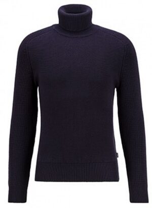 HUGO BOSS Rollkragen-Pullover MANUELLO aus strukturiertem Schurwoll-Mix