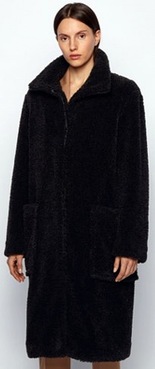 HUGO BOSS Langer Relaxed-Fit Teddy-Mantel C_Cetedy mit Stehkragen schwarz 001 HUGO BOSS Langer Relaxed-Fit Teddy-Mantel C_Cetedy mit Stehkragen schwarz 001