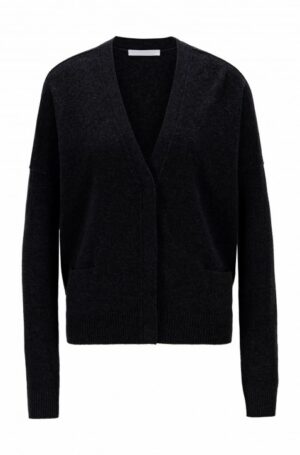 HUGO BOSS Relaxed-Fit Cardigan C_Fabula aus Schurwolle und Kaschmir schwarz 001