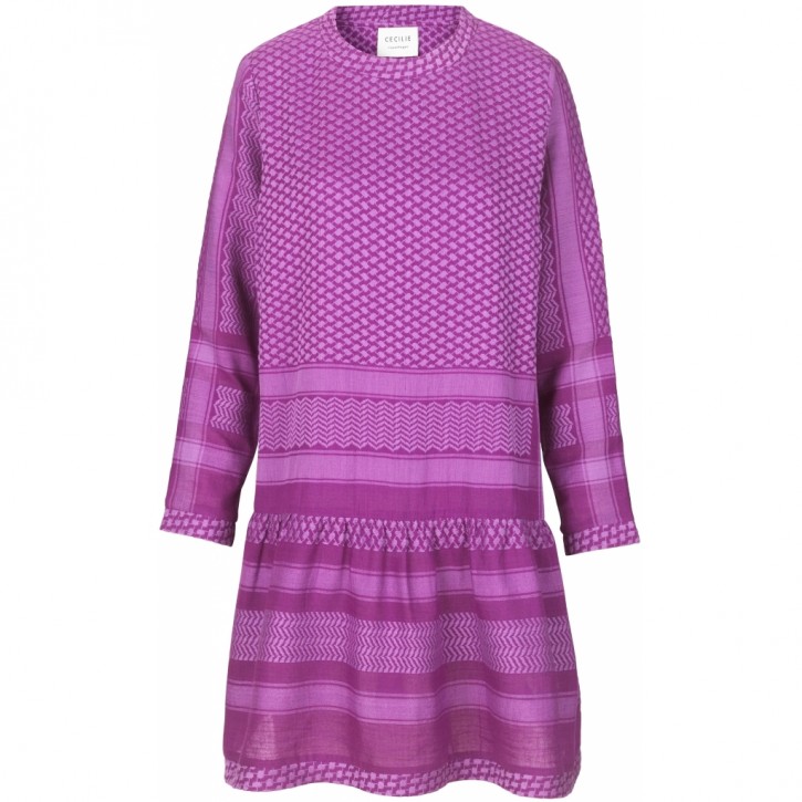 CECILIE COPENHAGEN Kleid DRESS 2,O, mit Langen Ärmeln in Kufiaymuster 300 Plum/Violet CECILIE COPENHAGEN Kleid DRESS 2,O, mit Langen Ärmeln in Kufiaymuster 300 Plum/Violet