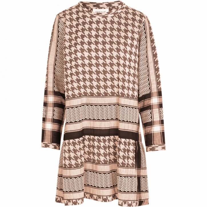 CECILIE COPENHAGEN Kleid DRESS 2,O, mit Langen Ärmeln in Kufiaymuster sand 295 CECILIE COPENHAGEN Kleid DRESS 2,O, mit Langen Ärmeln in Kufiaymuster sand 295