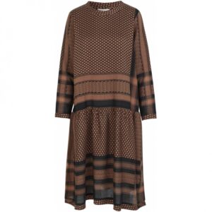 CECILIE COPENHAGEN Kleid JOSEFINE DRESS mit Langen Ärmeln in Kufiaymuste 302 Black/Oak