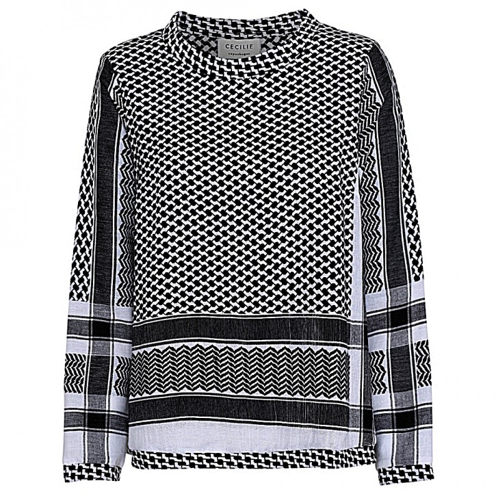 CECILIE COPENHAGEN Damen SHIRT O LONG  SLEEVES mit Kufiaymuster 150 Black Stone CECILIE COPENHAGEN Damen SHIRT O LONG  SLEEVES mit Kufiaymuster 150 Black Stone