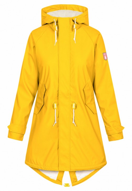 DERBE Travel Cozy Friese Yellow Damen Regenjacke Gelb Gefüttert DERBE Travel Cozy Friese Yellow Damen Regenjacke Gelb Gefüttert