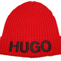 HUGO Wollmütze Unisex-X 565-2 mit Hugo-Logo in schwarz Farbe rot 693 HUGO Wollmütze Unisex-X 565-2 mit Hugo-Logo in schwarz Farbe rot 693