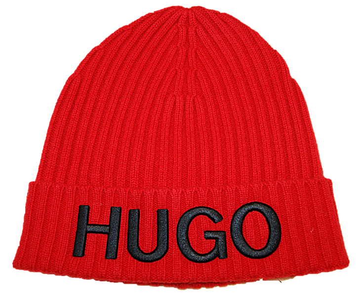 HUGO Wollmütze Unisex-X 565-2 mit Hugo-Logo in schwarz Farbe rot 693 HUGO Wollmütze Unisex-X 565-2 mit Hugo-Logo in schwarz Farbe rot 693