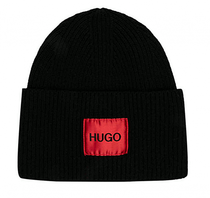HUGO Unisex-Mütze Xaff 3 aus Woll-Mix mit HUGO Logo-Label schwarz 001 HUGO Unisex-Mütze Xaff 3 aus Woll-Mix mit HUGO Logo-Label schwarz 001